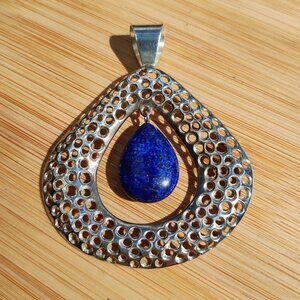 Jay King DTR mine finds, Lapis Filigree Pendant 925 Sterling Silver